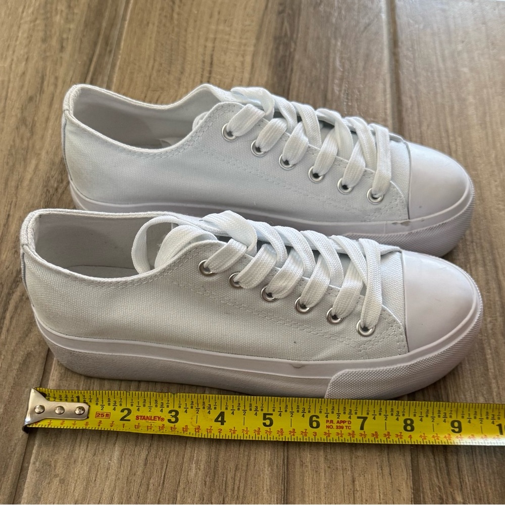 White Canvas Platform Sneakers - Picture 7 of 7